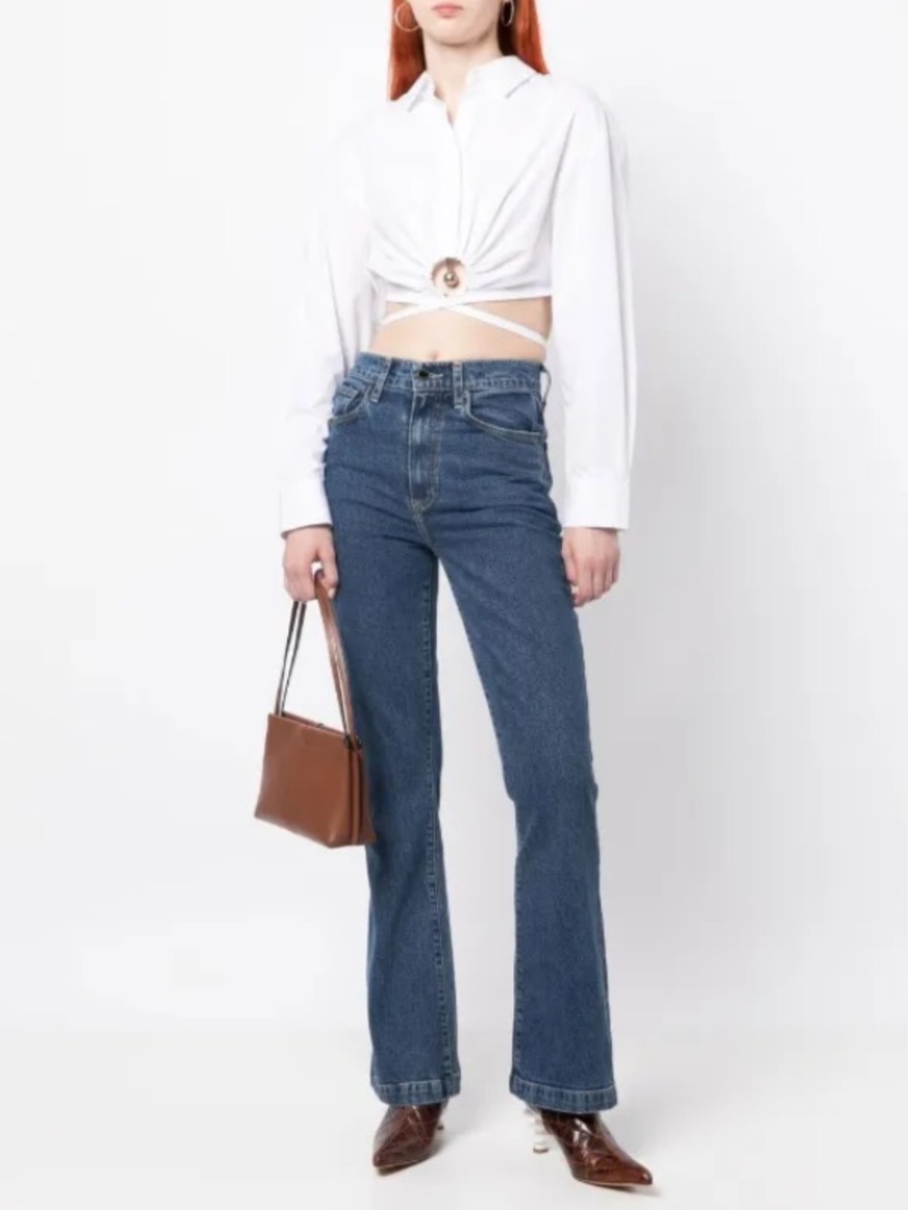 Le Jean Remy High Rise Flare Jeans Medium Wash USA Size 26 Premium Denim